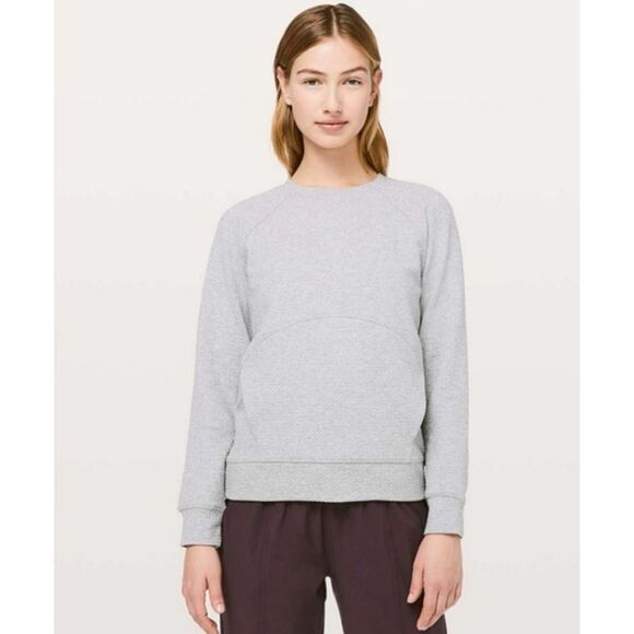 Lululemon Catch A Moment Crew Sweatshirt Size 4 Heathered Core Light Grey - Picture 2 of 8